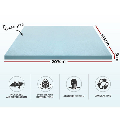 Giselle Bedding Memory Foam Mattress Topper Cool Gel 5cm Queen Chez Guru