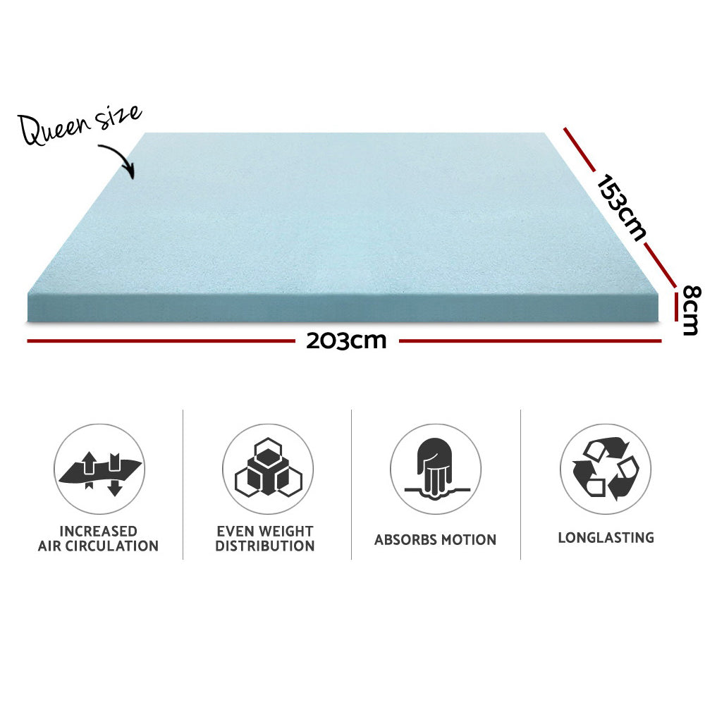 Giselle Bedding Memory Foam Mattress Topper Cool Gel 8cm Queen Chez Guru