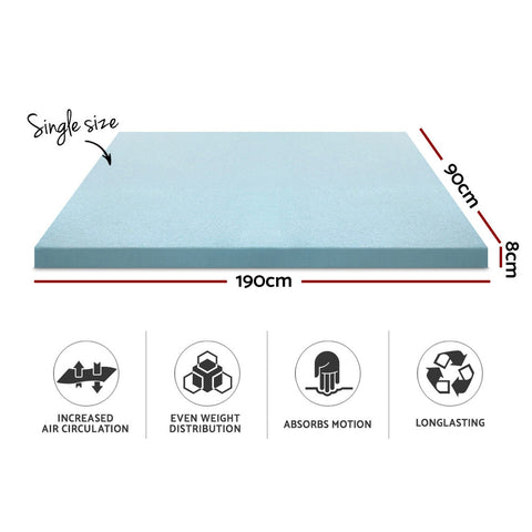 Giselle Bedding Memory Foam Mattress Topper Cool Gel 8cm Single Chez Guru