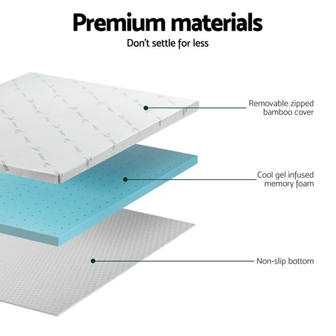 Giselle Bedding Memory Foam Mattress Topper Ventilated Cool Gel 5cm Double Chez Guru