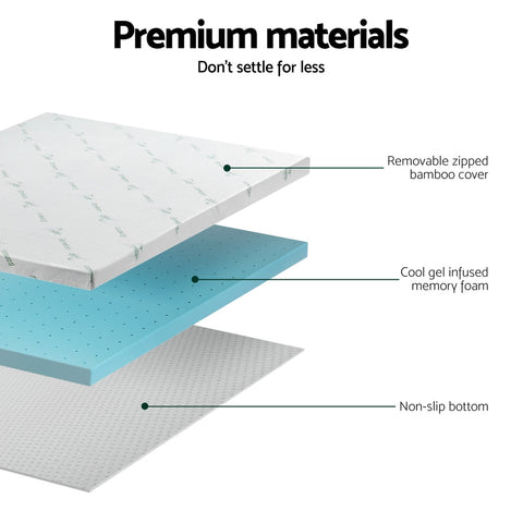 Giselle Bedding Memory Foam Mattress Topper Ventilated Cool Gel 8cm Single Chez Guru