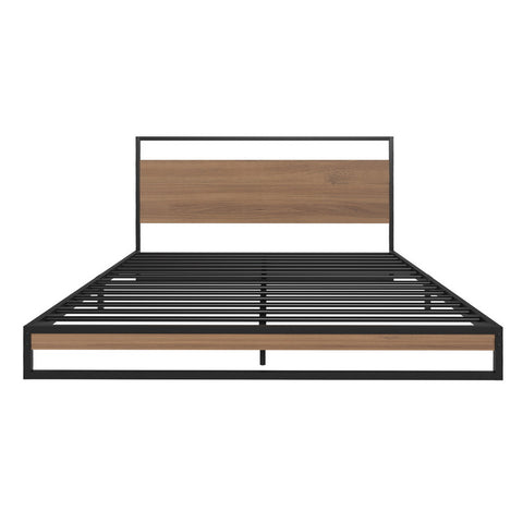 Artiss Dane Double Metal & Wood Platform Bed Frame with Mattress