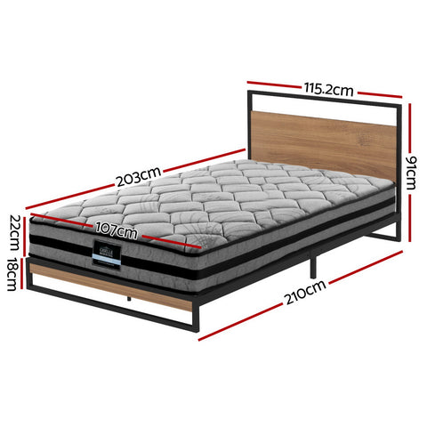 Artiss King Single Metal & Wood Platform Bed Frame with Mattress