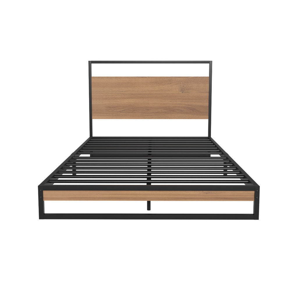 Artiss King Single Metal & Wood Platform Bed Frame with Mattress