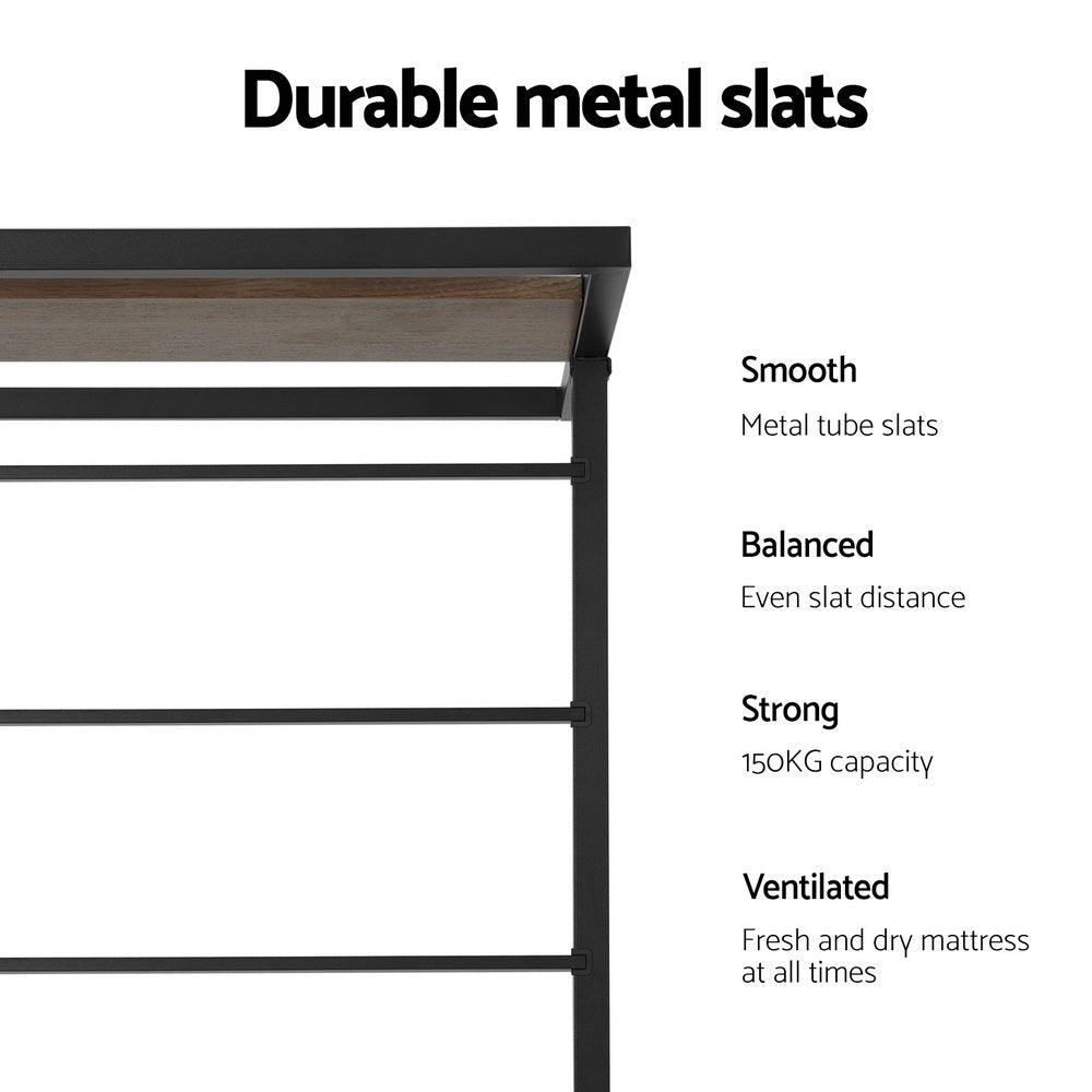 Artiss Bed Frame 2x Single Size Metal Trundle Daybed DEAN Chez Guru
