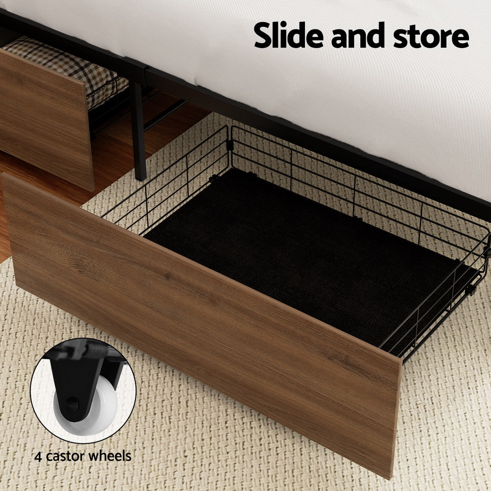 Artiss 2x Bed Frame Storage Drawers Trundle Black Chez Guru