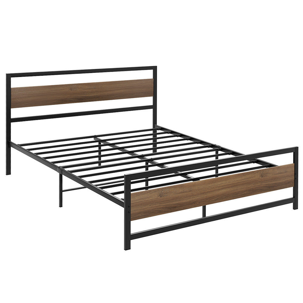 Artiss Bed Frame Queen Size Metal Base Mattress Platform Foundation Black DREW Chez Guru