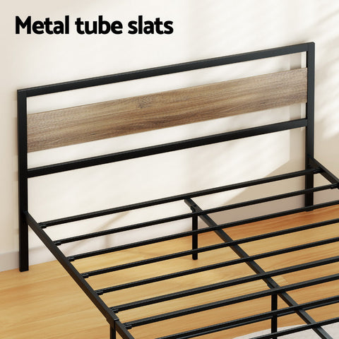 Artiss Bed Frame Queen Size Metal Base Mattress Platform Foundation Black DREW Chez Guru