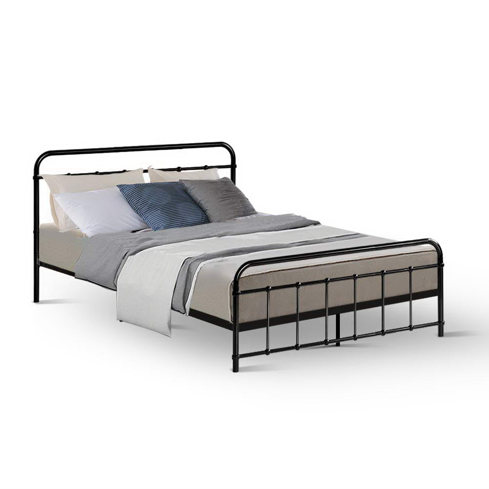 Artiss Bed Frame Metal Bed Frame LEO - Double (Black) Chez Guru