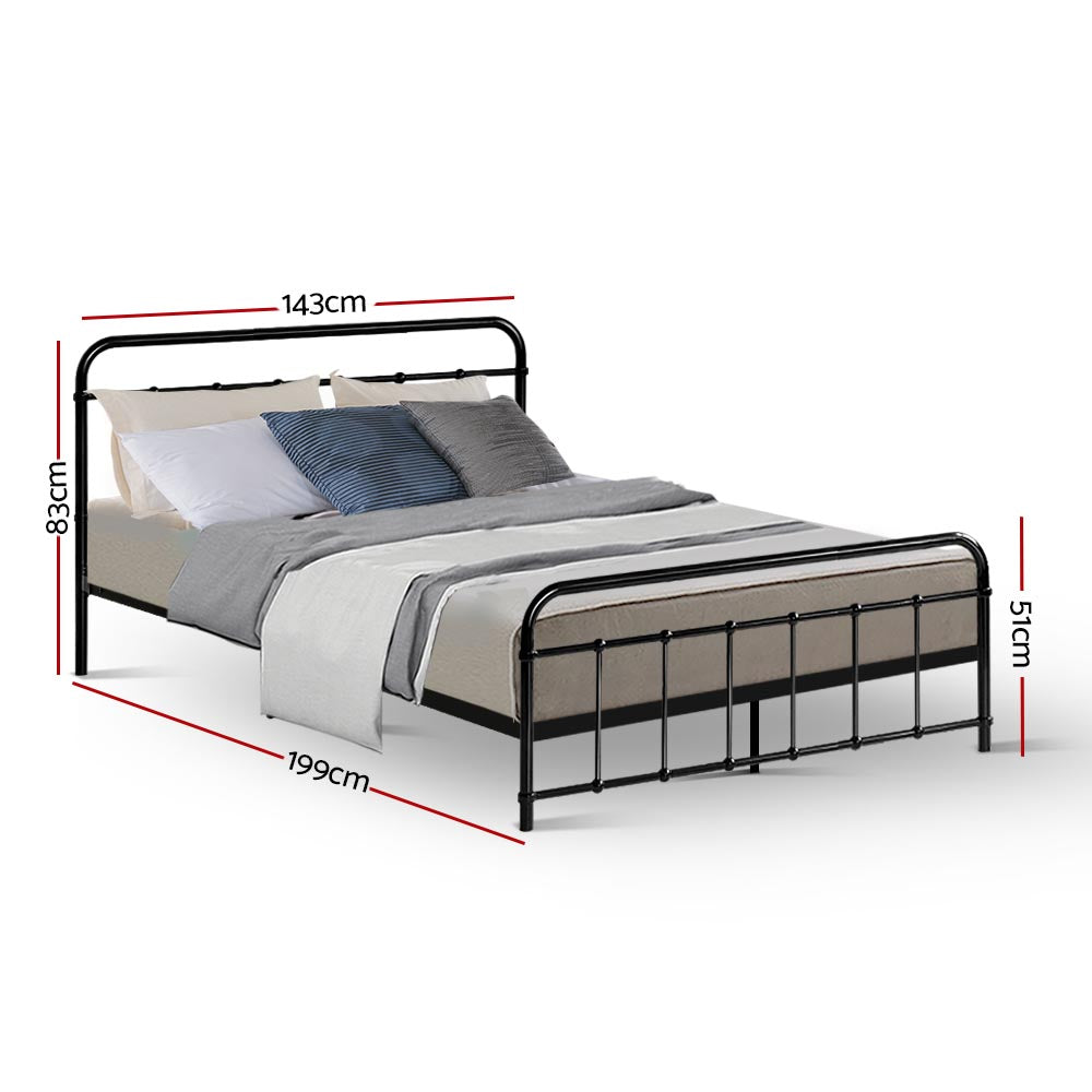 Artiss Bed Frame Metal Bed Frame LEO - Double (Black) Chez Guru