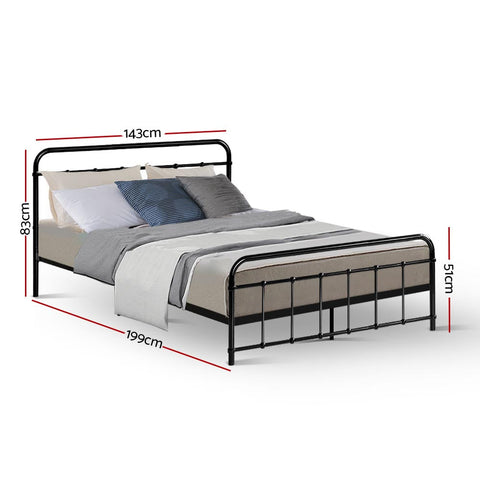 Artiss Bed Frame Metal Bed Frame LEO - Double (Black) Chez Guru