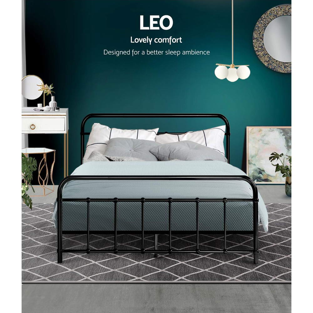 Artiss Bed Frame Metal Bed Frame LEO - Double (Black) Chez Guru