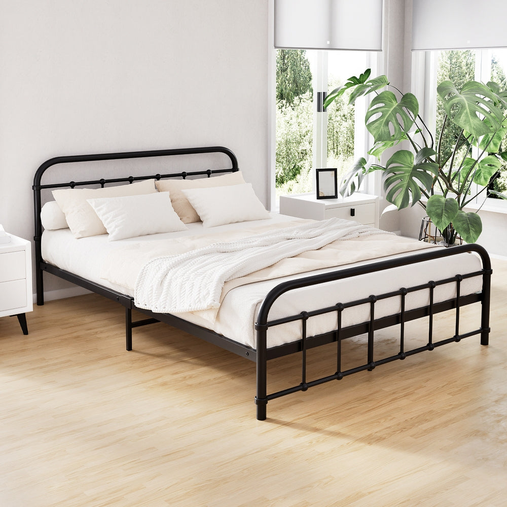 Artiss Bed Frame Metal Bed Frame LEO - Double (Black) Chez Guru