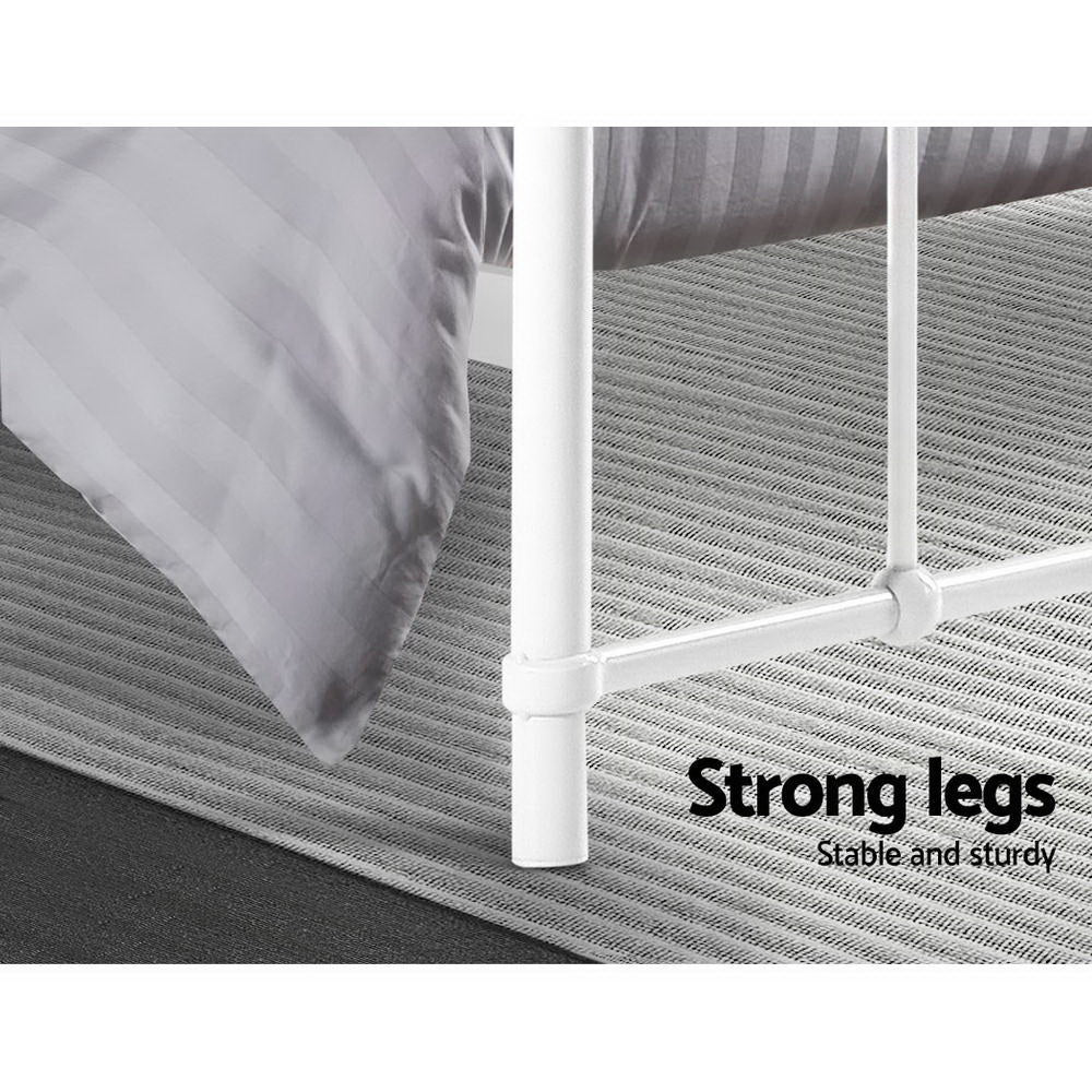 Artiss Bed Frame Metal Bed Frame LEO - Double (White) Chez Guru