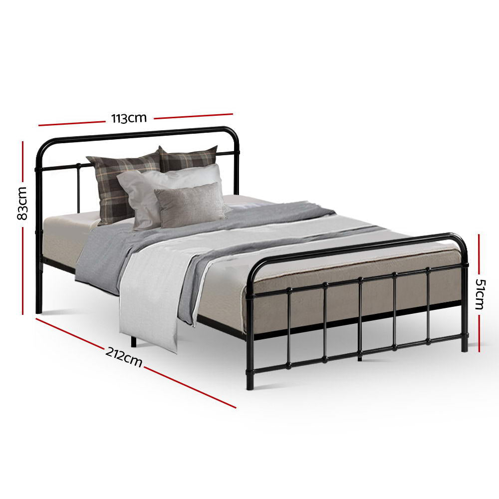 Artiss Bed Frame Metal Bed Frame LEO - King Single(Black) Chez Guru