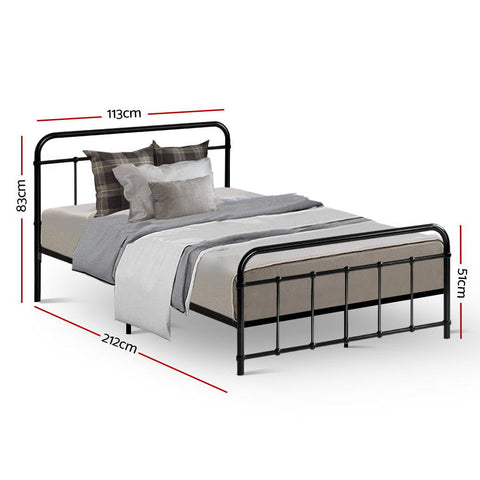 Artiss Bed Frame Metal Bed Frame LEO - King Single(Black) Chez Guru