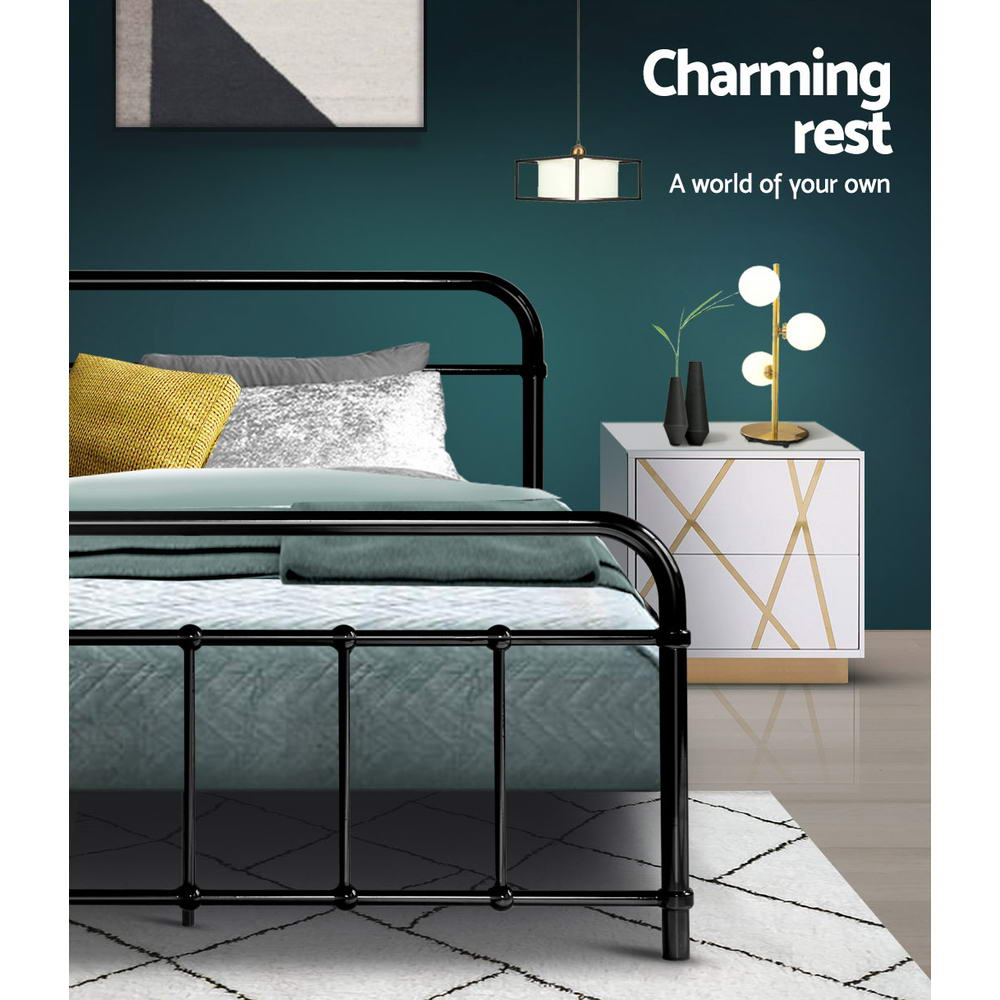 Artiss Bed Frame Metal Bed Frame LEO - King Single(Black) Chez Guru