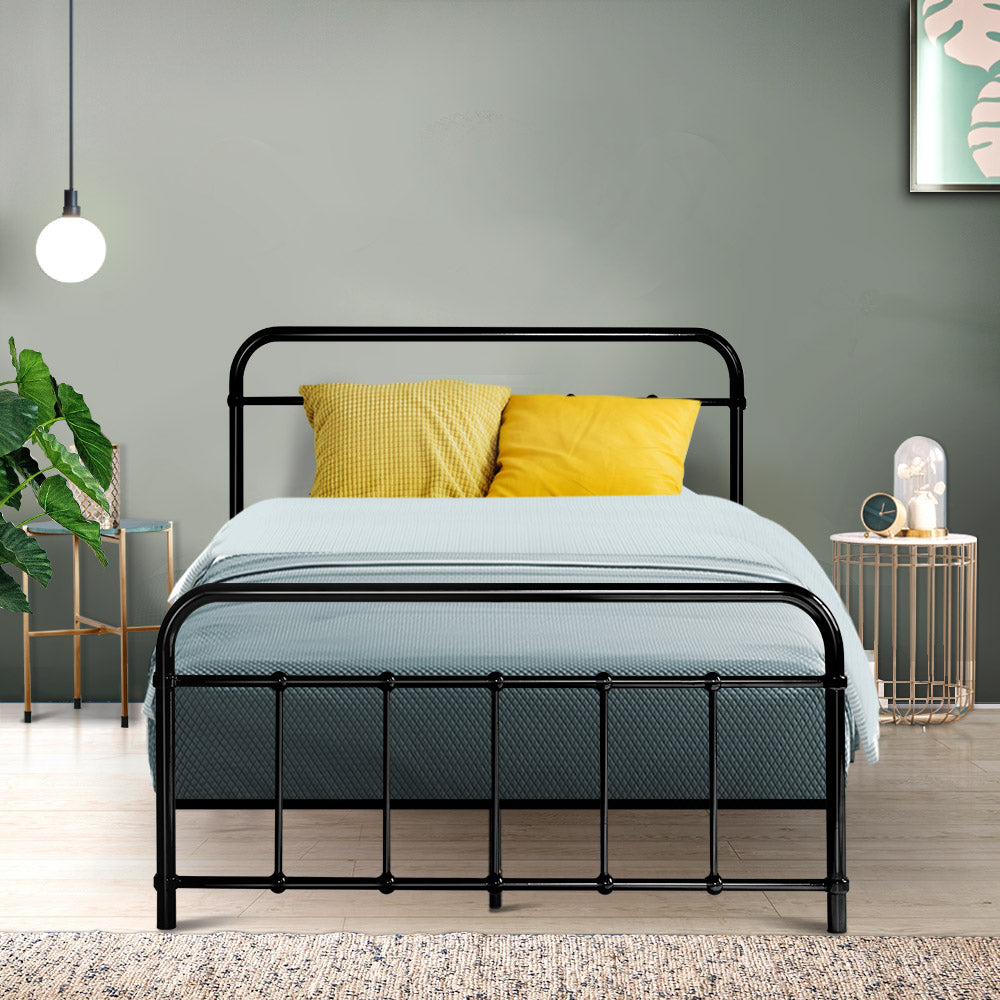 Artiss Bed Frame Metal Bed Frame LEO - King Single(Black) Chez Guru