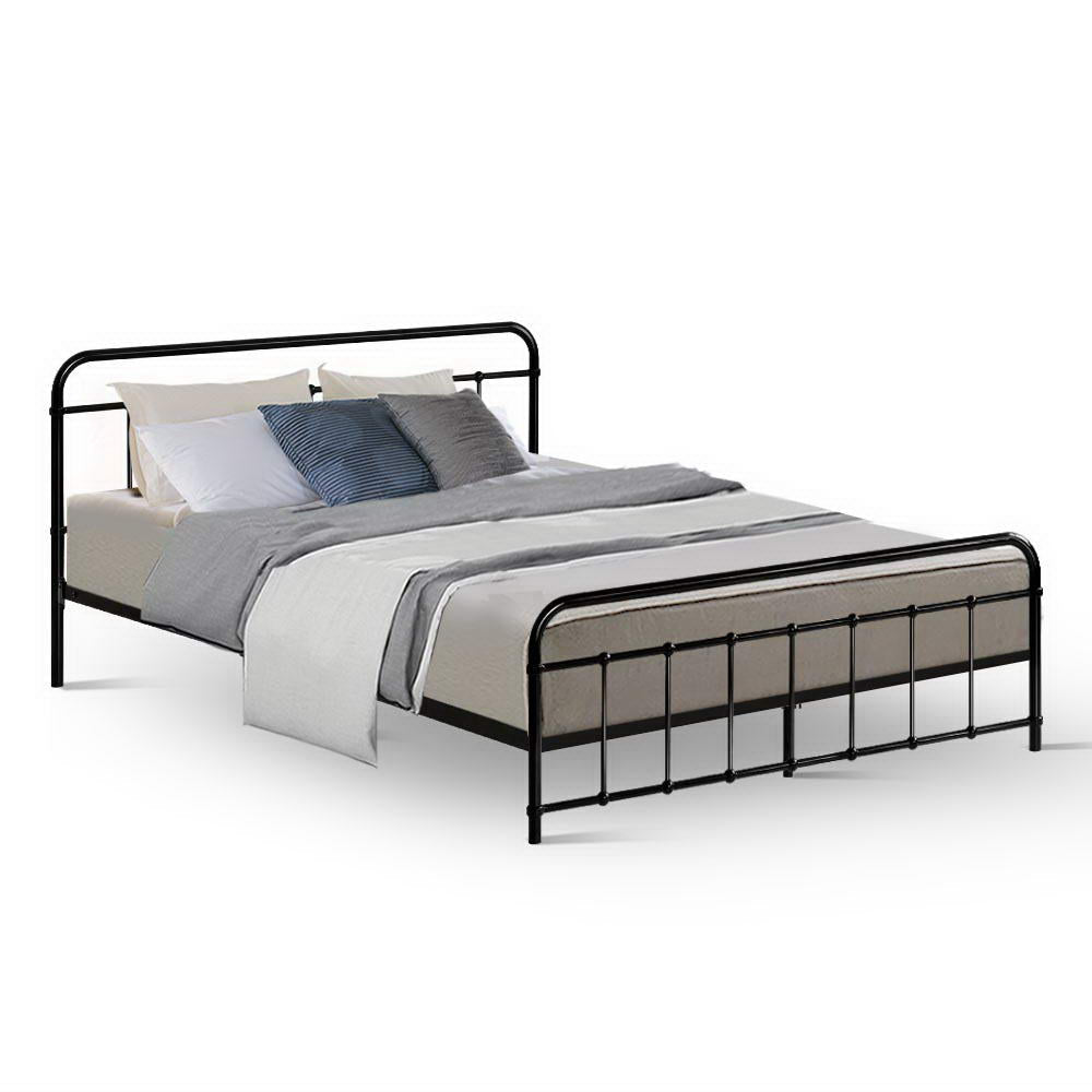 Artiss Bed Frame Metal Bed Frame LEO - Queen (Black) Chez Guru