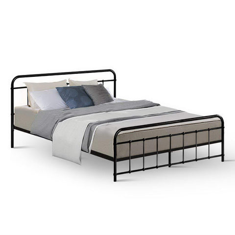 Artiss Bed Frame Metal Bed Frame LEO - Queen (Black) Chez Guru