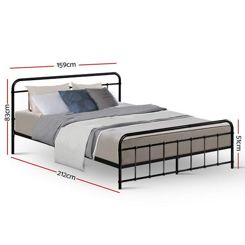 Artiss Bed Frame Metal Bed Frame LEO - Queen (Black) Chez Guru
