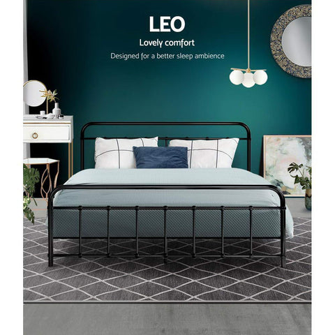 Artiss Bed Frame Metal Bed Frame LEO - Queen (Black) Chez Guru