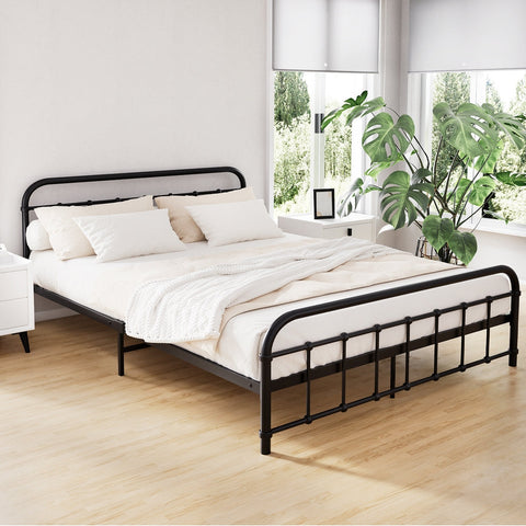 Artiss Bed Frame Metal Bed Frame LEO - Queen (Black) Chez Guru