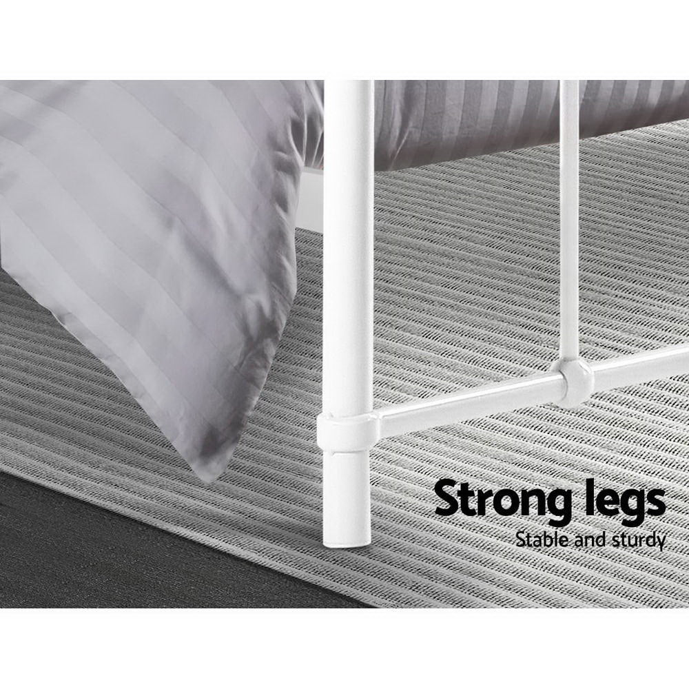 Artiss Bed Frame Metal Bed Frame LEO - Queen (White) Chez Guru