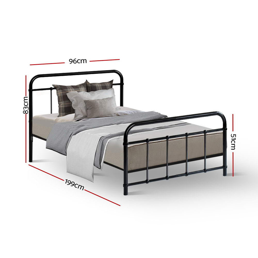 Artiss Bed Frame Metal Bed Frame LEO - Single (Black) Chez Guru