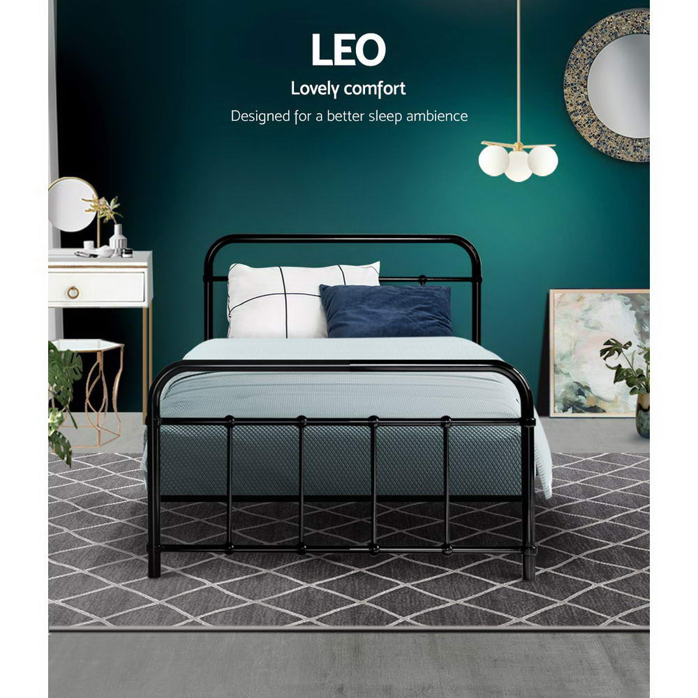 Artiss Bed Frame Metal Bed Frame LEO - Single (Black) Chez Guru