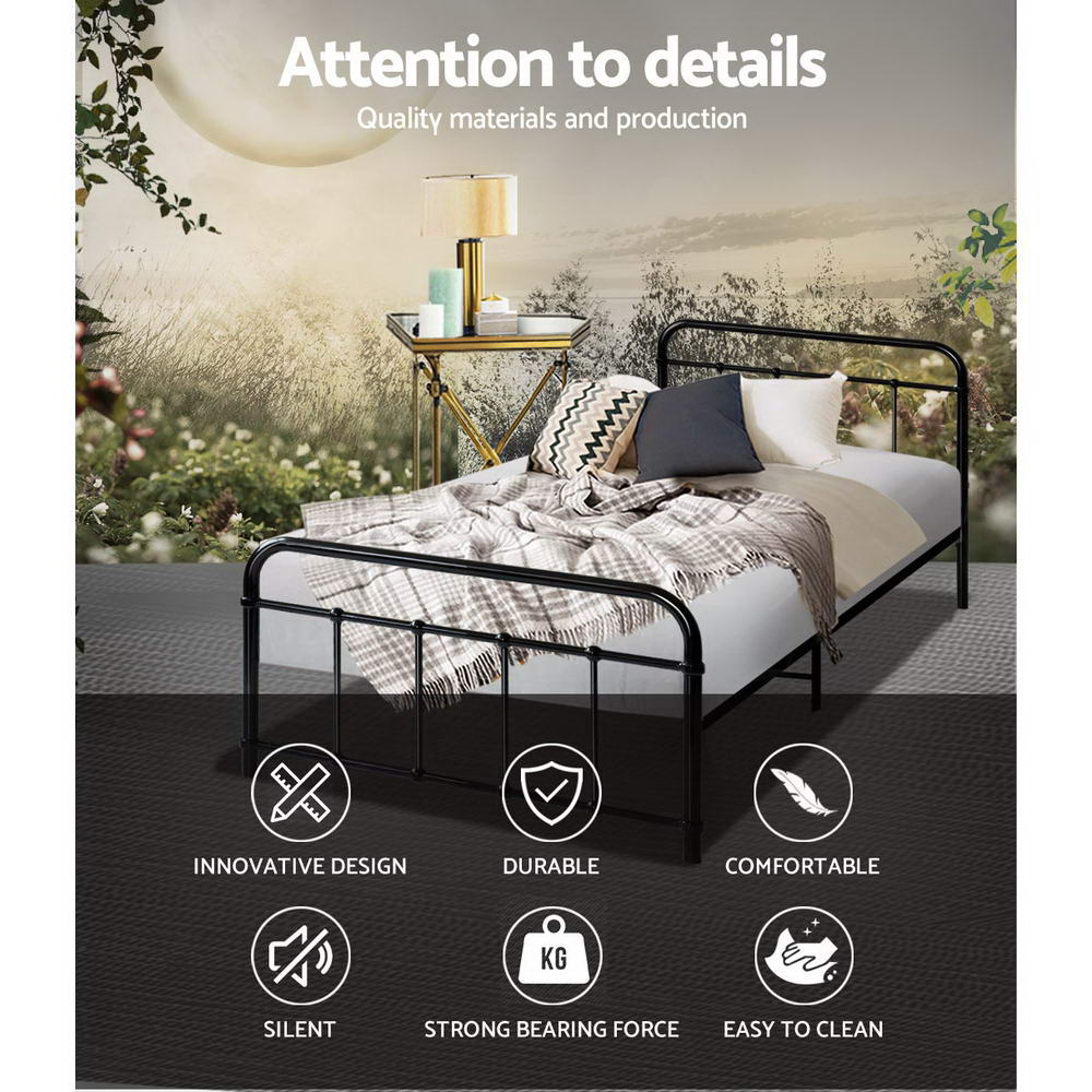 Artiss Bed Frame Metal Bed Frame LEO - Single (Black) Chez Guru