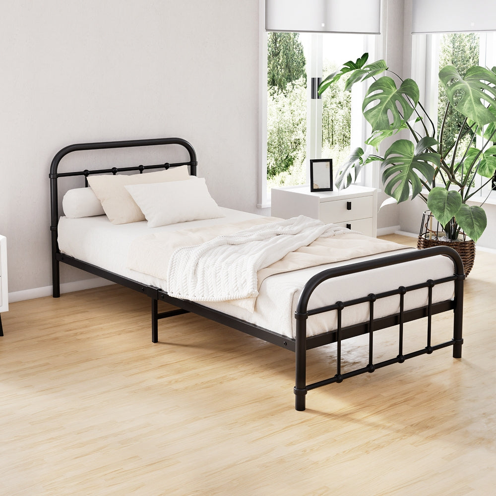 Artiss Bed Frame Metal Bed Frame LEO - Single (Black) Chez Guru