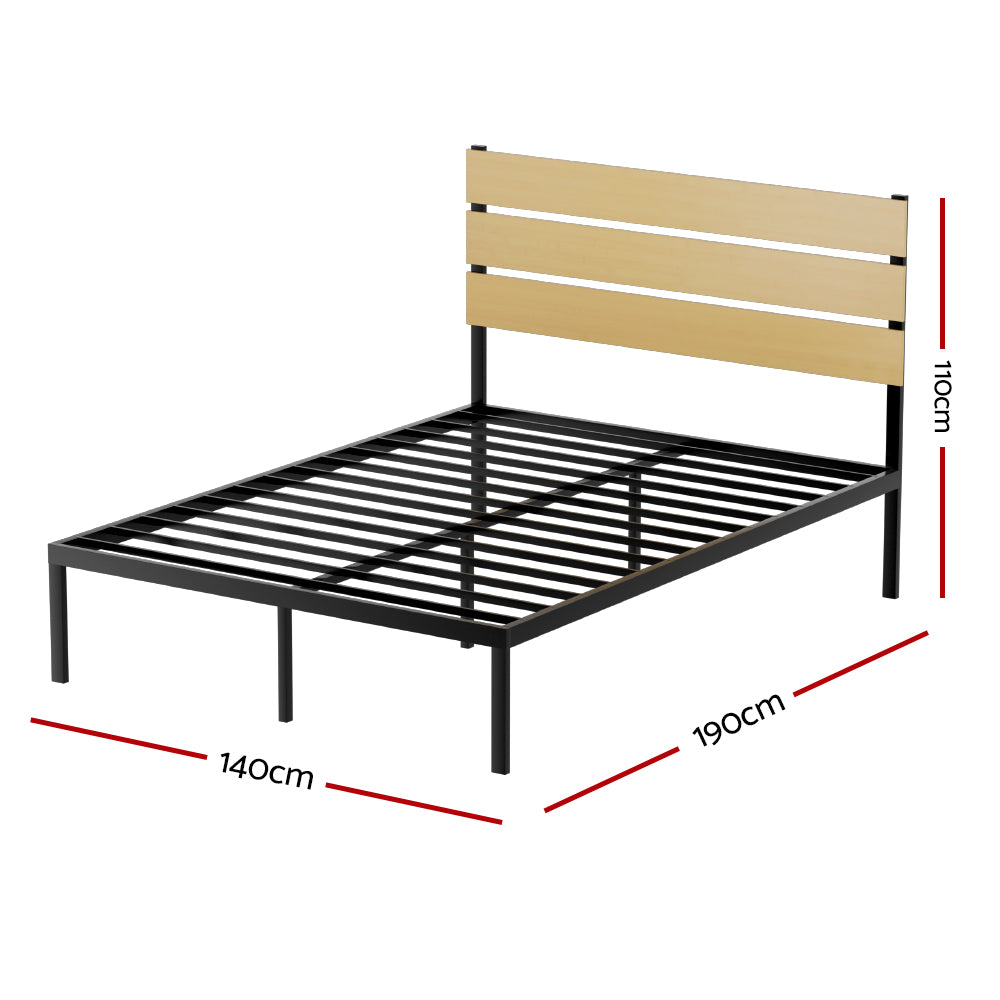 Artiss Bed Frame Double Size Metal Base Mattress Platform Foundation Black PAULA Chez Guru