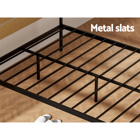 Artiss Bed Frame Double Size Metal Base Mattress Platform Foundation Black PAULA Chez Guru