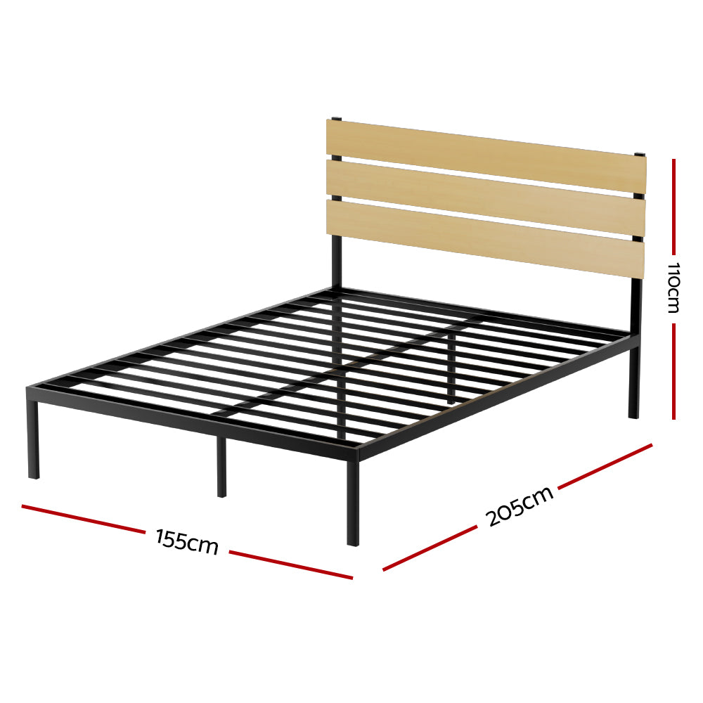 Artiss Bed Frame Queen Size Metal Base Mattress Platform Foundation Black PAULA Chez Guru