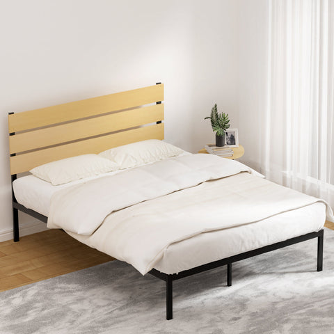 Artiss Bed Frame Queen Size Metal Base Mattress Platform Foundation Black PAULA Chez Guru