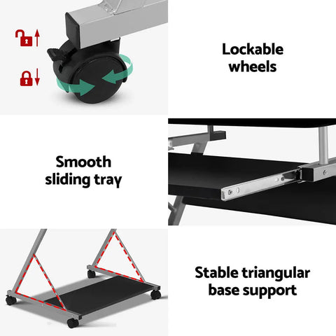 Artiss Computer Desk Keyboard Tray Shelf Black 60CM Chez Guru
