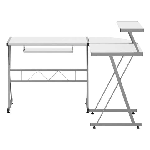Artiss Computer Desk L-Shape Keyboard Tray Shelf White Chez Guru