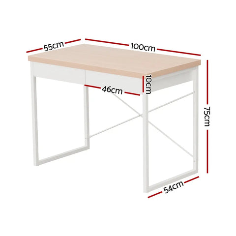 Artiss Computer Desk Drawer Storage Oak 100CM Chez Guru