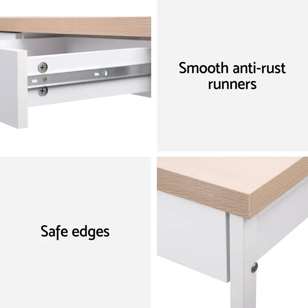 Artiss Computer Desk Drawer Storage Oak 100CM Chez Guru