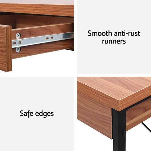 Artiss Computer Desk Drawer Storage Walnut 100CM Chez Guru