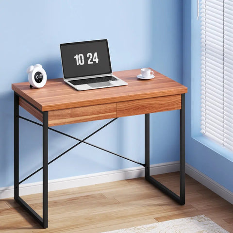 Artiss Computer Desk Drawer Storage Walnut 100CM Chez Guru