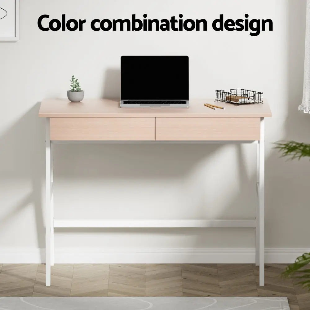 Artiss Computer Desk Drawer Cabinet Oak 100CM Chez Guru