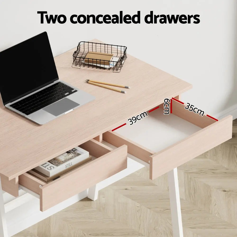 Artiss Computer Desk Drawer Cabinet Oak 100CM Chez Guru