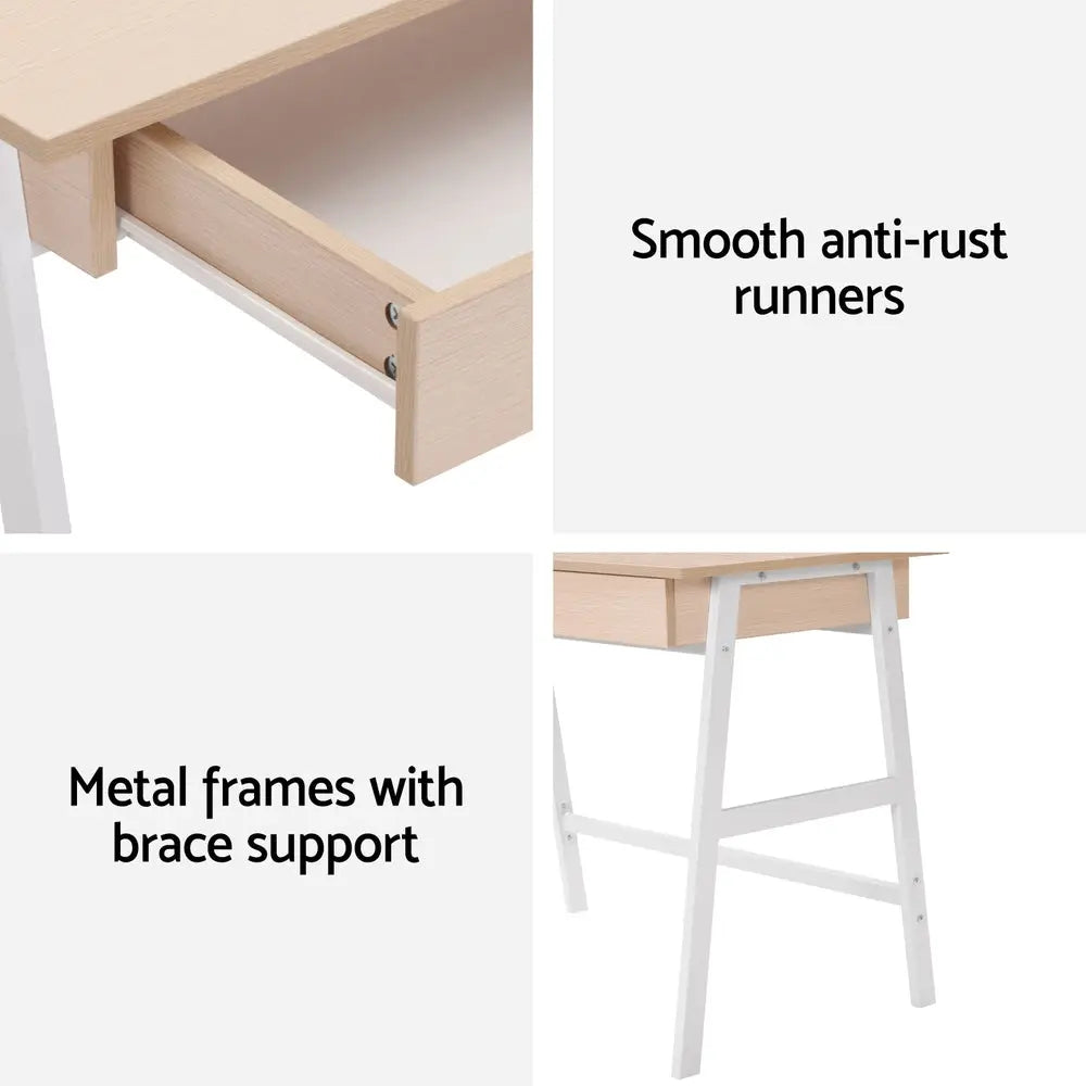 Artiss Computer Desk Drawer Cabinet Oak 100CM Chez Guru