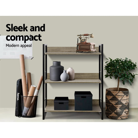 Artiss Bookshelf 3 Tiers - NOE Black and Oak Chez Guru