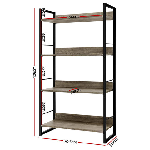 Artiss Bookshelf 4 Tiers - NOE Black and Oak Chez Guru