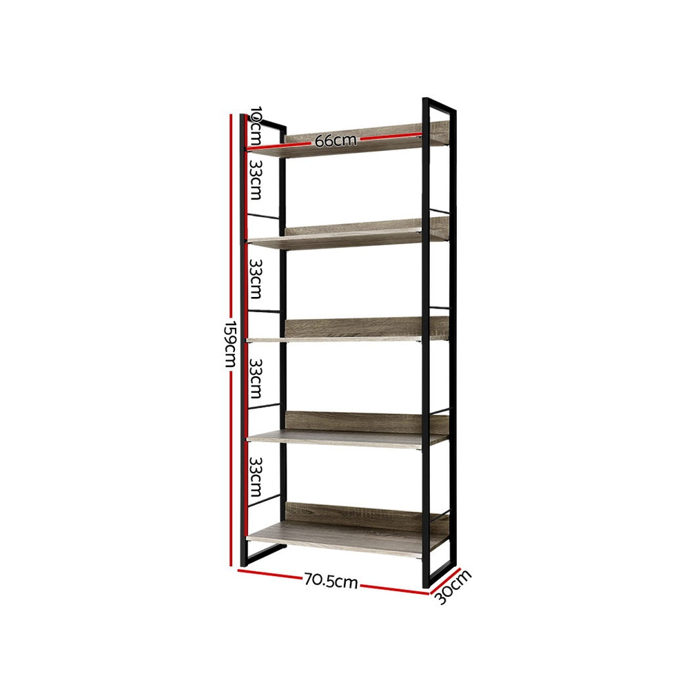 Artiss Bookshelf 5 Tiers - NOE Black and Oak Chez Guru