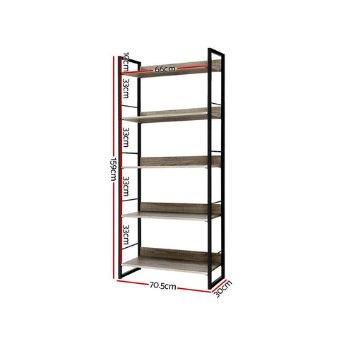 Artiss Bookshelf 5 Tiers - NOE Black and Oak Chez Guru