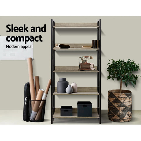 Artiss Bookshelf 5 Tiers - NOE Black and Oak Chez Guru